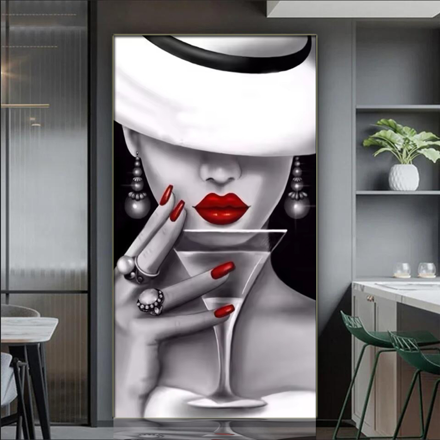 Nail Art Valentines Day - Elegante Frau voller Diamant Mosaik Kits