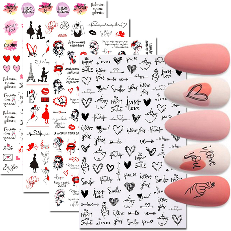 Nail Art Valentines Day - Nail Art Aufkleber Liebe Herzen Buchstaben
