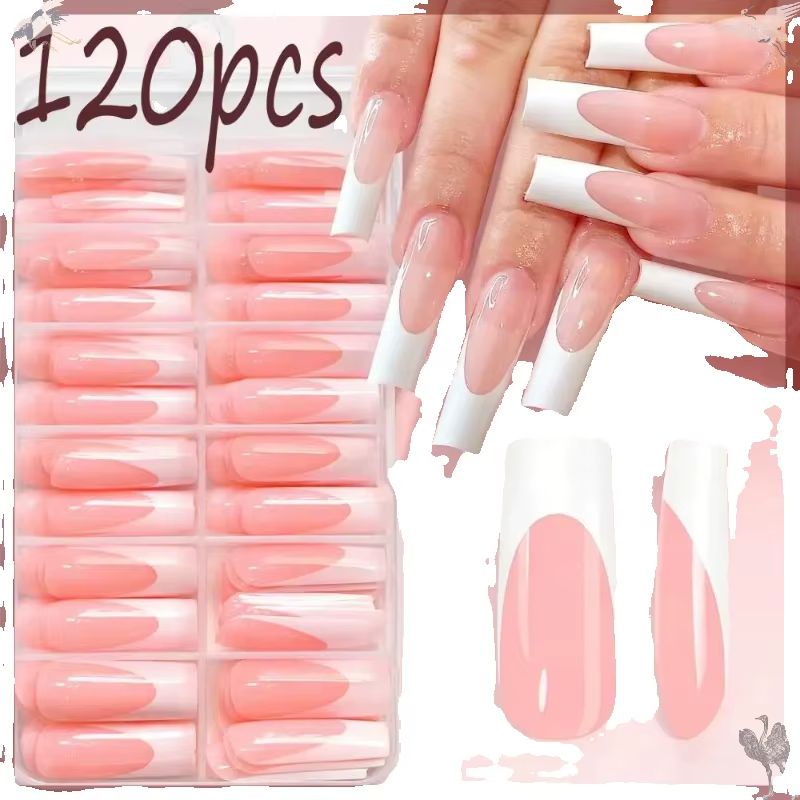 120 Stück glänzende rosa Frenc – Nail Art Press On Bewertung und Preis
