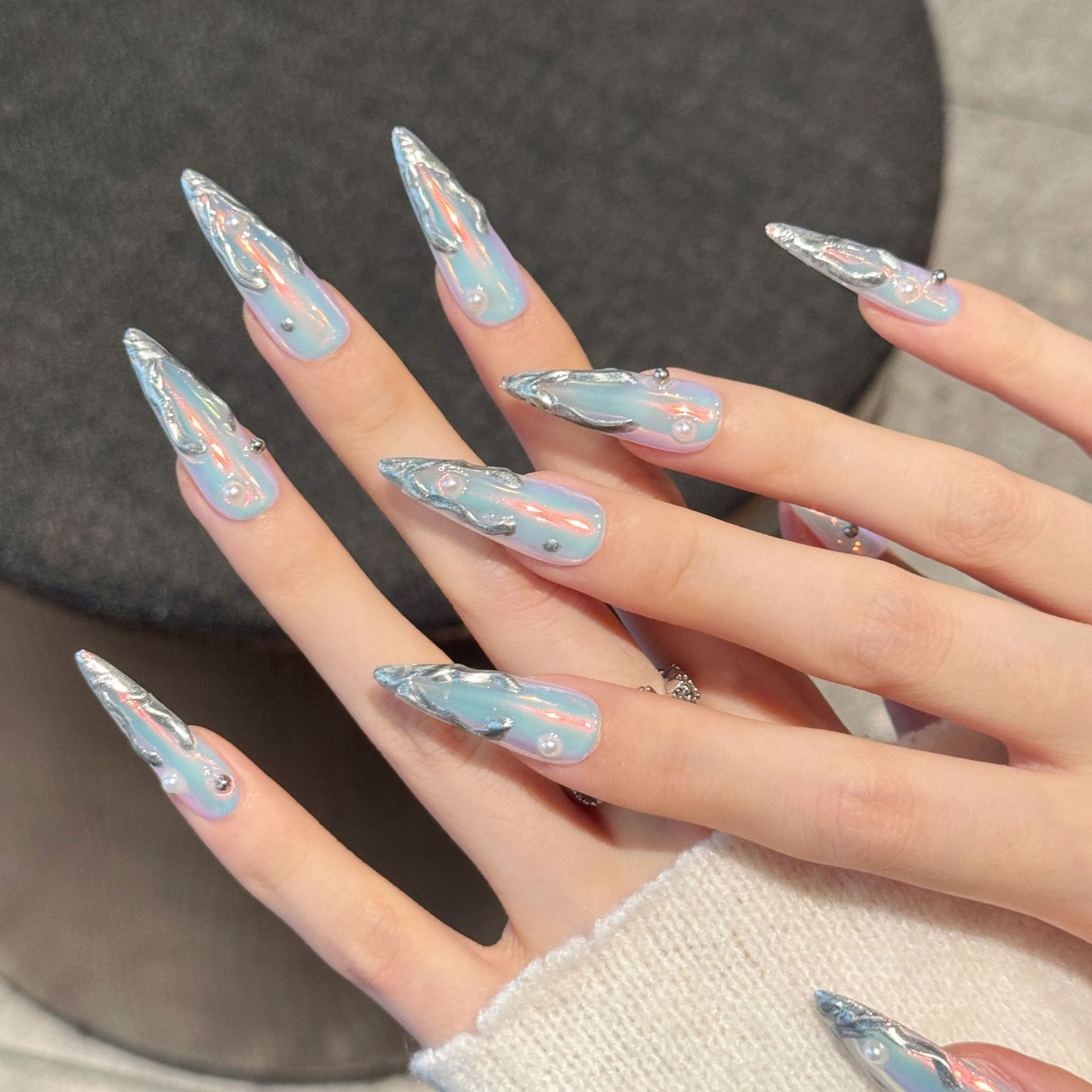 10 Stück Silber Aurora Lange S – Nail Art Press On Bewertung und Preis
