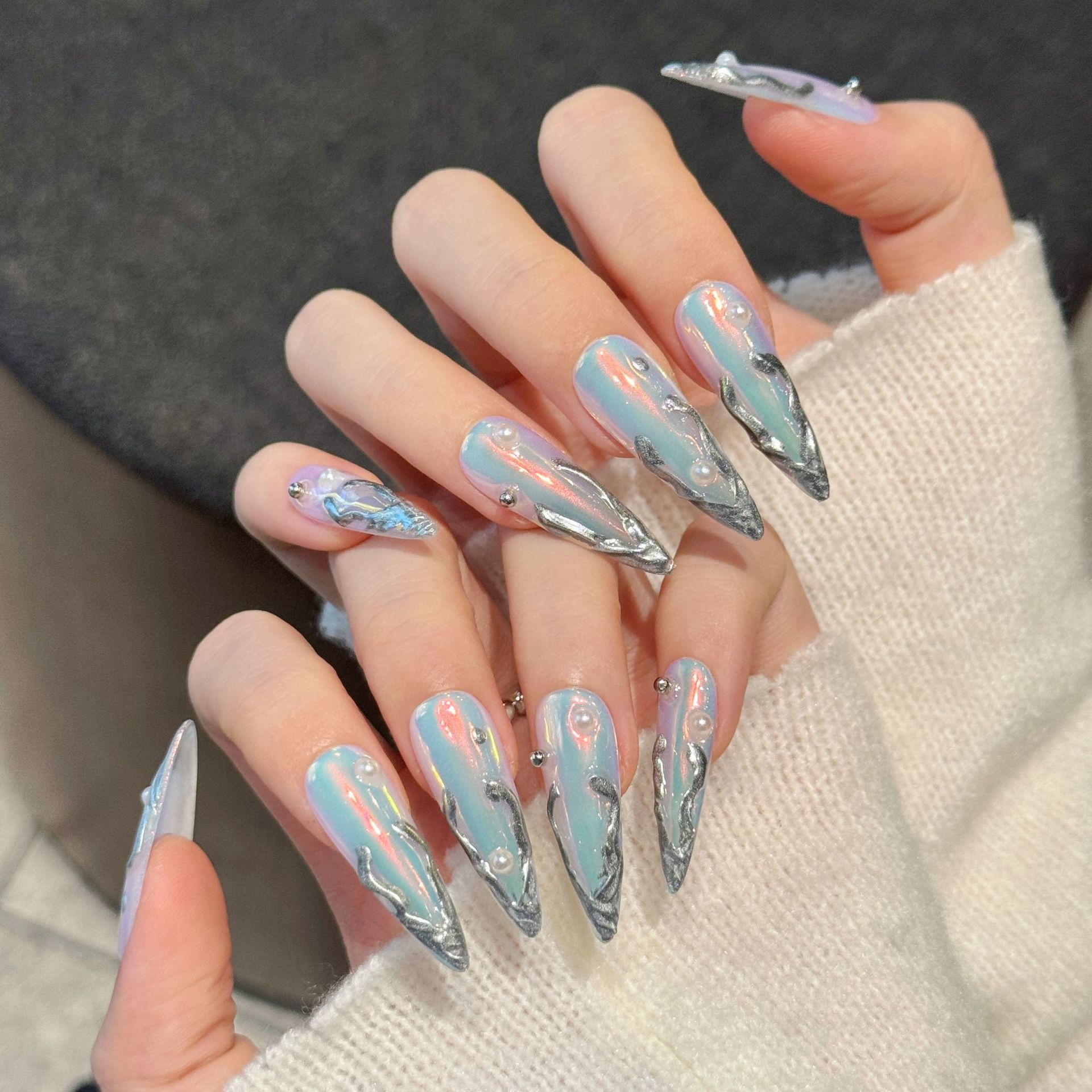 10 Stück Silber Aurora Lange S – Nail Art Press On Bewertung und Preis