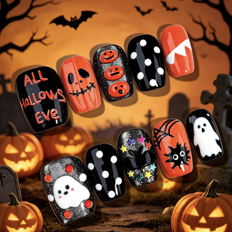 10 Stück Halloween-Geister-Kür – Nail Art Press On Bewertung und Preis